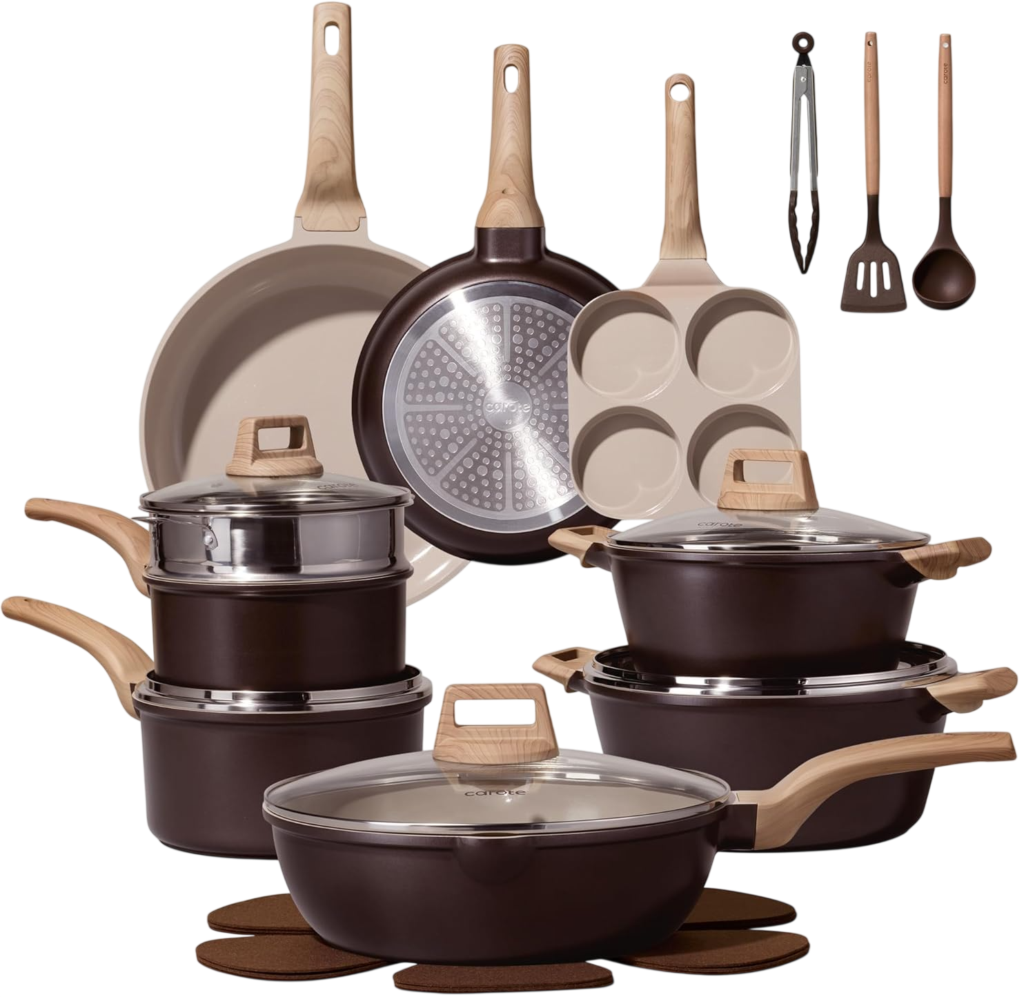 Nonstick Pots and Pans, Induction Titanium Cookware Set 16Pcs